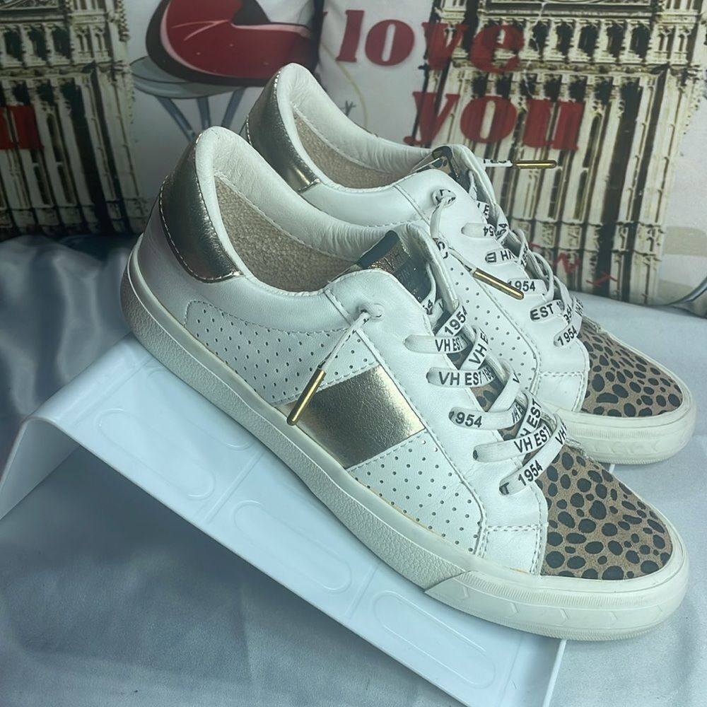 (B2) Havana Dina vintage sneakers with,leopard print and metallic gold, sz 8.5 - Picture 4 of 9